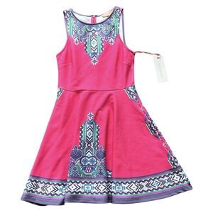 PeachPuff Spring Summer Pink Paisley Dress Size S B27